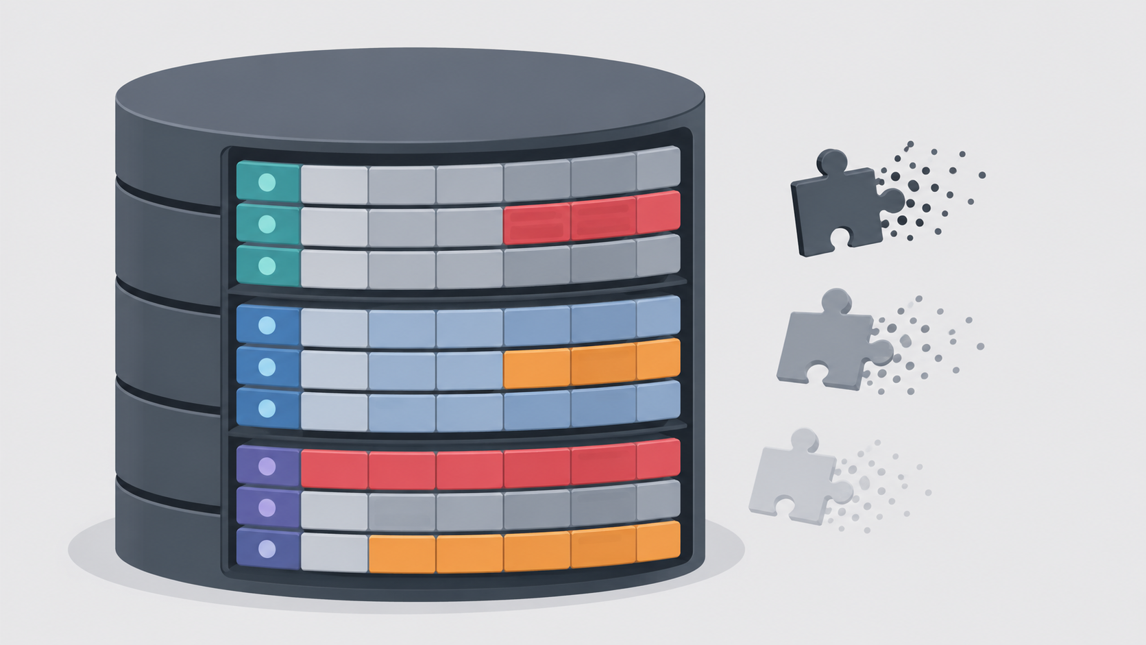 Illustration Datenbankserver mit Speicherkapazitäten.